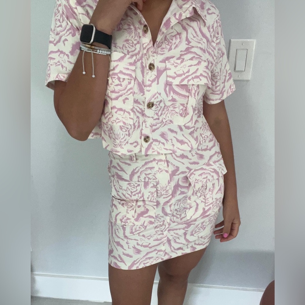 Skirt set pink and cream tiger